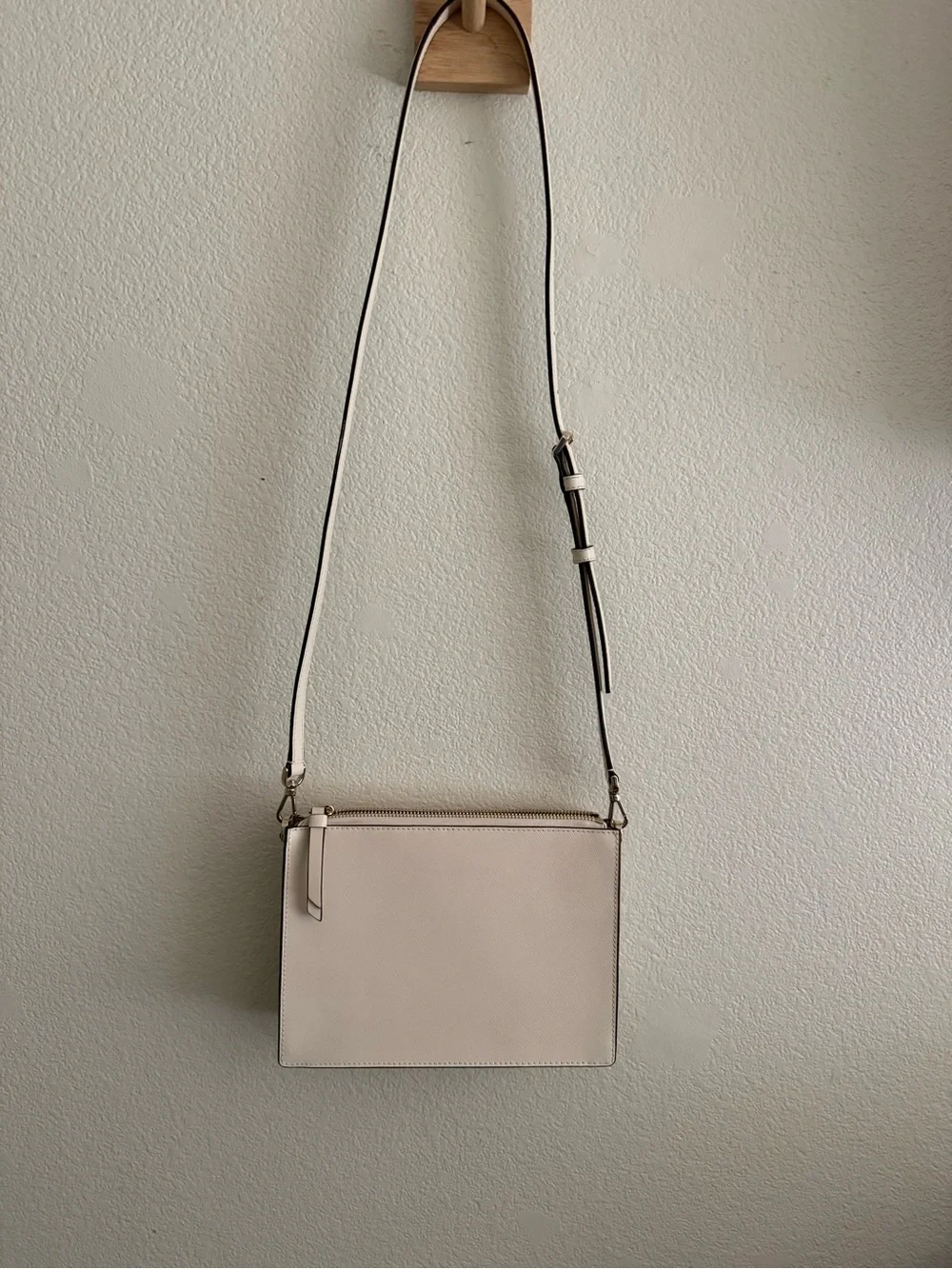 kate spade Cream Leather Crossbody with Front Zip Pocket